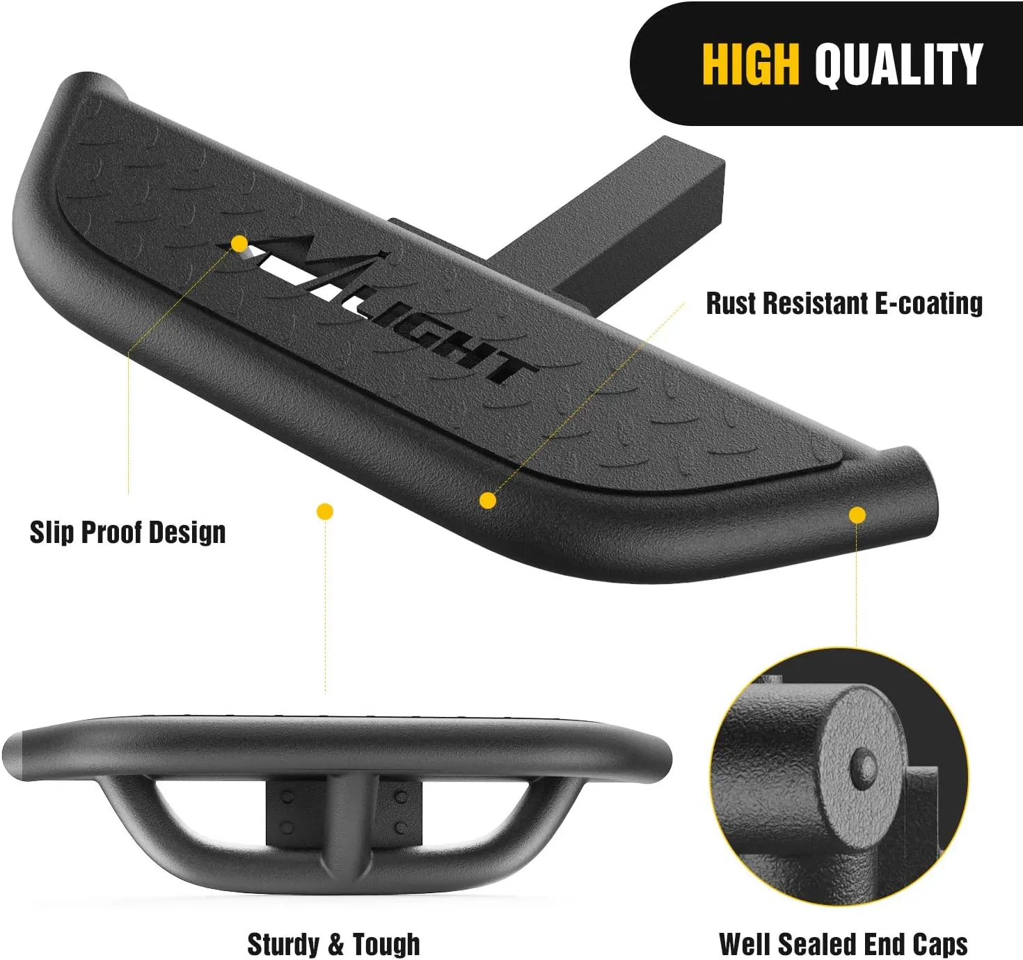 Nilight Hitch Step with 2" Hitch Receiver Rear Bumper Guard Protector Compatible with Car Truck Vehicles Upgraded Textured Black Hitch Step Bar with Hitch Lock & U-Bolts Stabilize