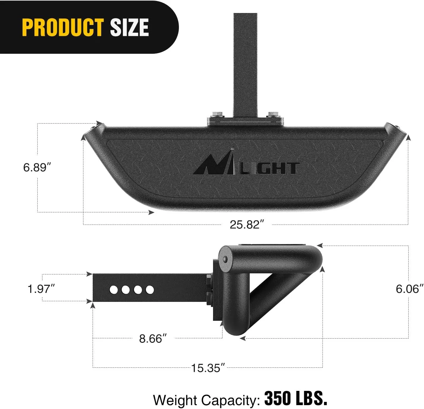 Nilight Hitch Step with 2" Hitch Receiver Rear Bumper Guard Protector Compatible with Car Truck Vehicles Upgraded Textured Black Hitch Step Bar with Hitch Lock & U-Bolts Stabilize