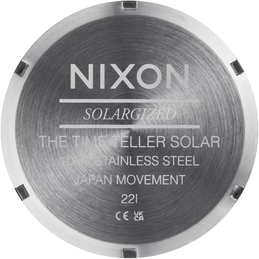 NIXON Time Teller Solar A1369-100m Water Resistant Men's Analog Solar Powered Fashion Watch (40.5mm Watch Face, 20mm 5 Link Stainless Steel Band)