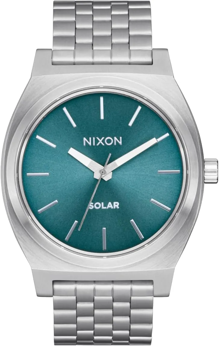 NIXON Time Teller Solar A1369-100m Water Resistant Men's Analog Solar Powered Fashion Watch (40.5mm Watch Face, 20mm 5 Link Stainless Steel Band)