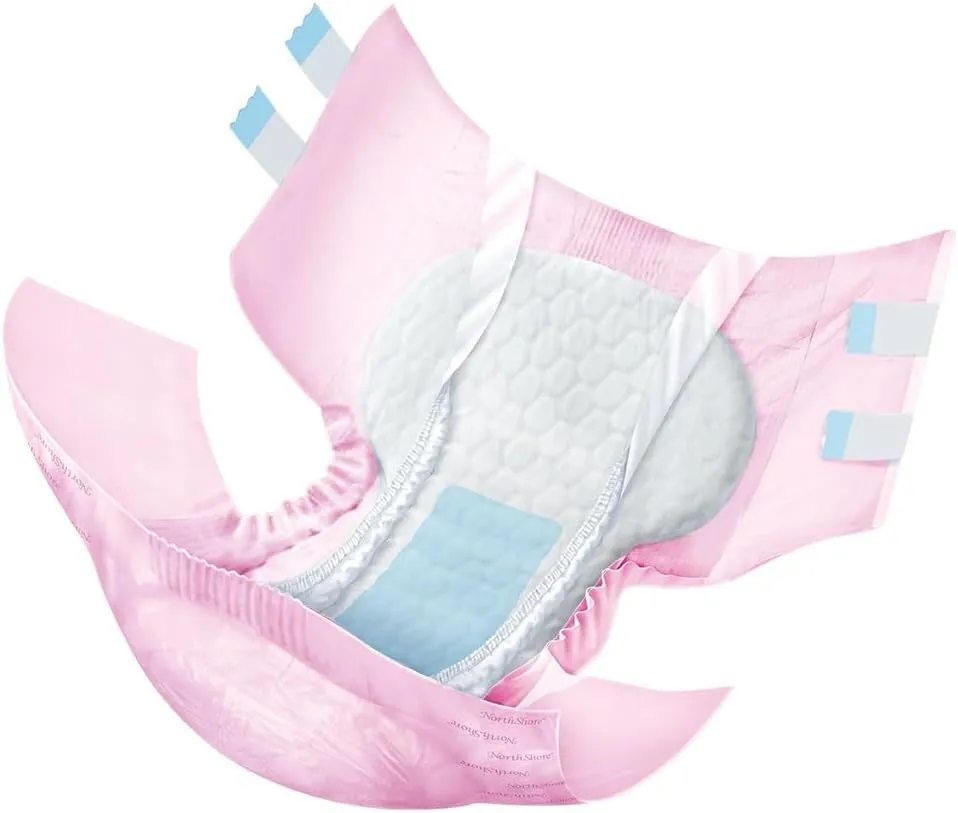 NorthShore MegaMax Adult Overnight Diapers, 12-Hour Tab-Style, Large, 10 Count Bag, Pink, 42-54 inches, Unisex Incontinence Underwear