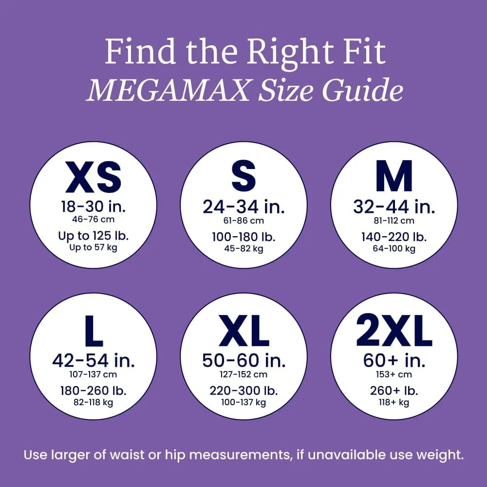 NorthShore MegaMax Adult Overnight Diapers, 12-Hour Tab-Style, Large, 10 Count Bag, Pink, 42-54 inches, Unisex Incontinence Underwear