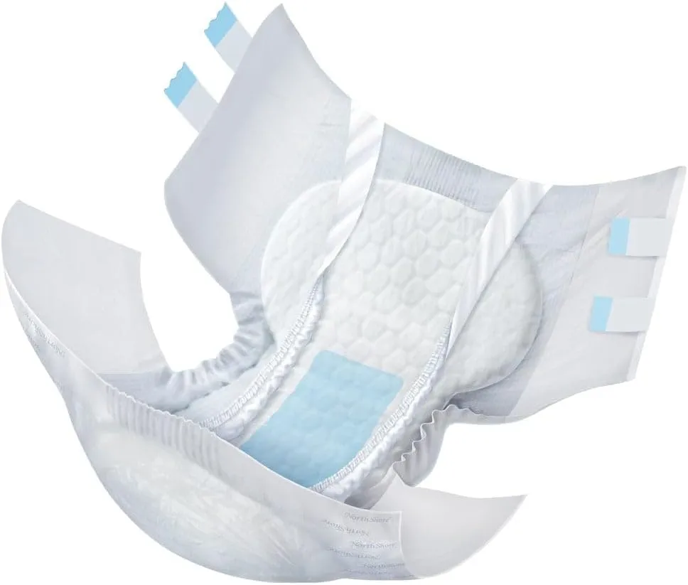 NorthShore MegaMax Adult Overnight Diapers, 12-Hour Tab-Style, Medium, 10 Count Bag, White, 32-44 inches, Unisex Incontinence Underwear