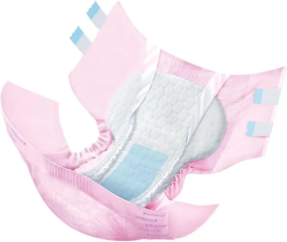 NorthShore MegaMax Adult Overnight Diapers, 12-Hour Tab-Style, Small, 10 Count Bag, Pink, 24-34 inches, Unisex Incontinence Underwear