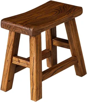 NUBAOgy Workshop Small Bench Old Elm Stool All Solid Wood Bench Small Tea Stool Household Adult Stool Children's Creative Stool Change Shoe Bench