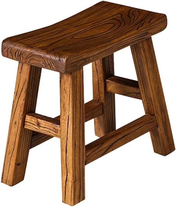 NUBAOgy Workshop Small Bench Old Elm Stool All Solid Wood Bench Small Tea Stool Household Adult Stool Children's Creative Stool Change Shoe Bench