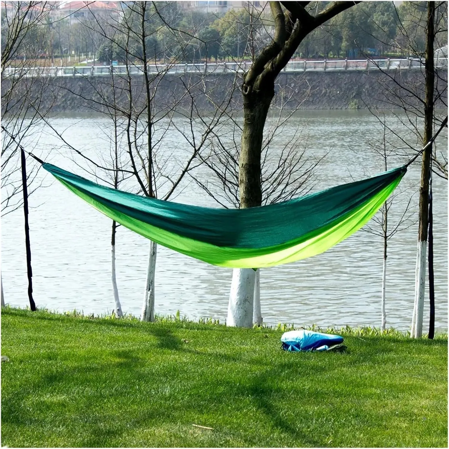 Nylon Parachute Hammock Net Portable Nylon Parachute Fabric Single and Double Size Outdoor Camping Hiking Garden Hammock Terrace Hammock(Model 4,300cmX200cm)