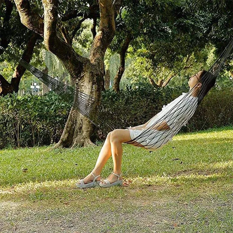 Nylon Rope Mesh Hammock - Outdoor Sleeping Net Bed with Rope for Relaxation