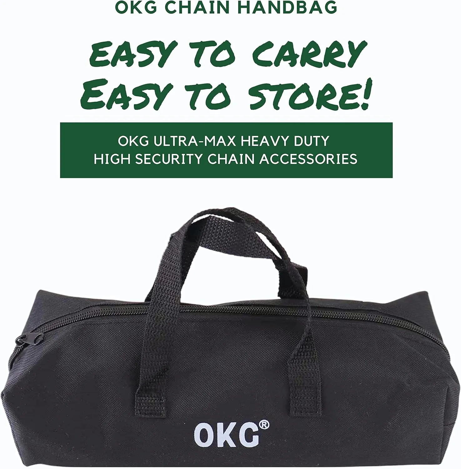 OKG Hardened Steel 4.3 Foot x 3/8" (10mm) Thick Hexagonal Heavy Duty Security Chain for Bicycles, Motorcycles, Trailers, E-Cargo Bikes, Generators, ATV's, etc.