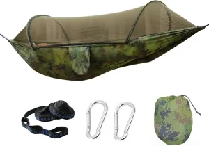 Outdoor Camping Hammock with Mosquito net, Anti-Mosquito Automatic Quick-Opening strut, Anti-Rollover Hammock