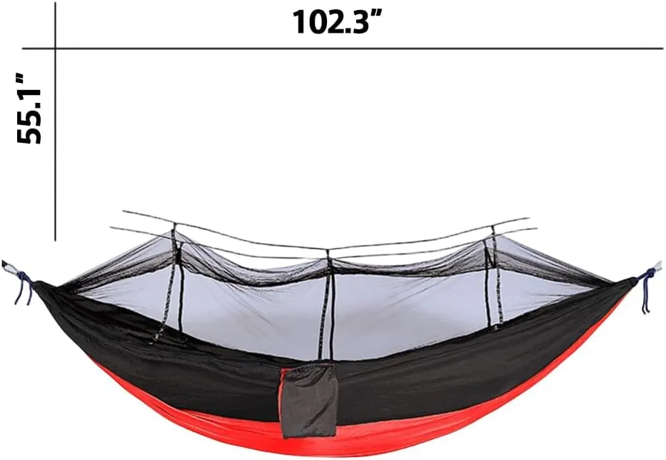 Outdoor Hammock with Anti-Tip and Tear-Resistant Design - Detachable Mosquito Net, Spacious for Double Comfort
