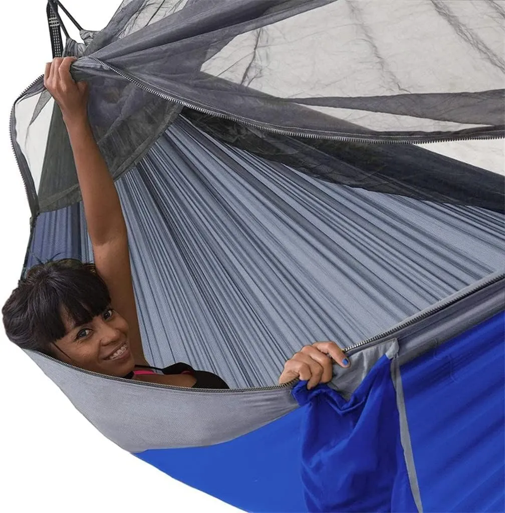 Outdoor Mosquito Net Camping Hammock 1-2 Person Parachute Picnic Hammock Portable Hanging Sleeping Hammock Swing Hammock (Color : Vert) (White Style)