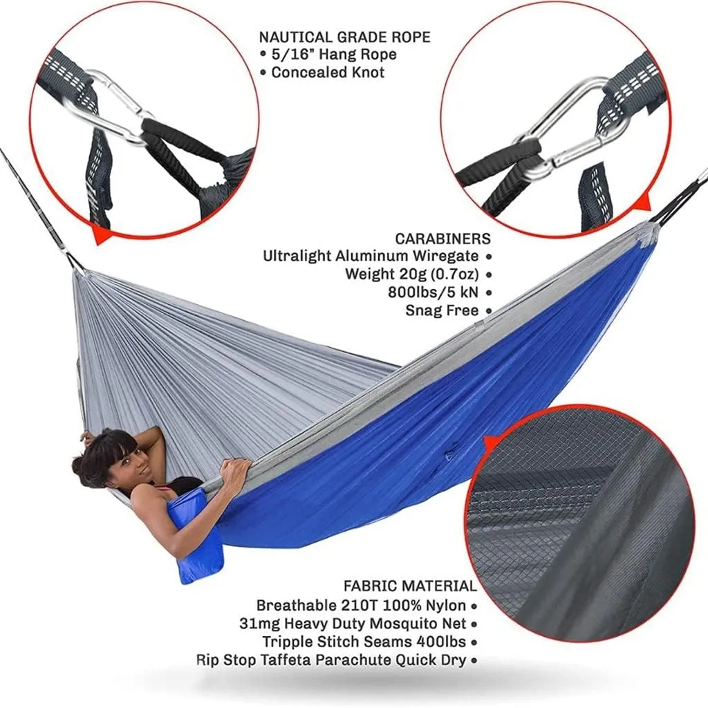 Outdoor Mosquito Net Camping Hammock 1-2 Person Parachute Picnic Hammock Portable Hanging Sleeping Hammock Swing Hammock (Color : Vert) (White Style)
