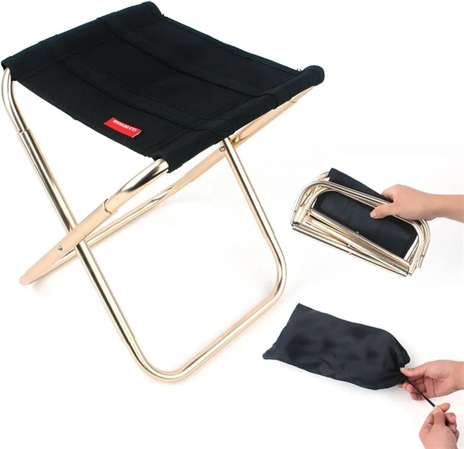 Outdoor Picnic Camping Folding Stool, MIni Beach Fishing Chair, Ultra Light Furniture, Aluminum Alloy Portable Travel Chair (Size : Burning Sun)