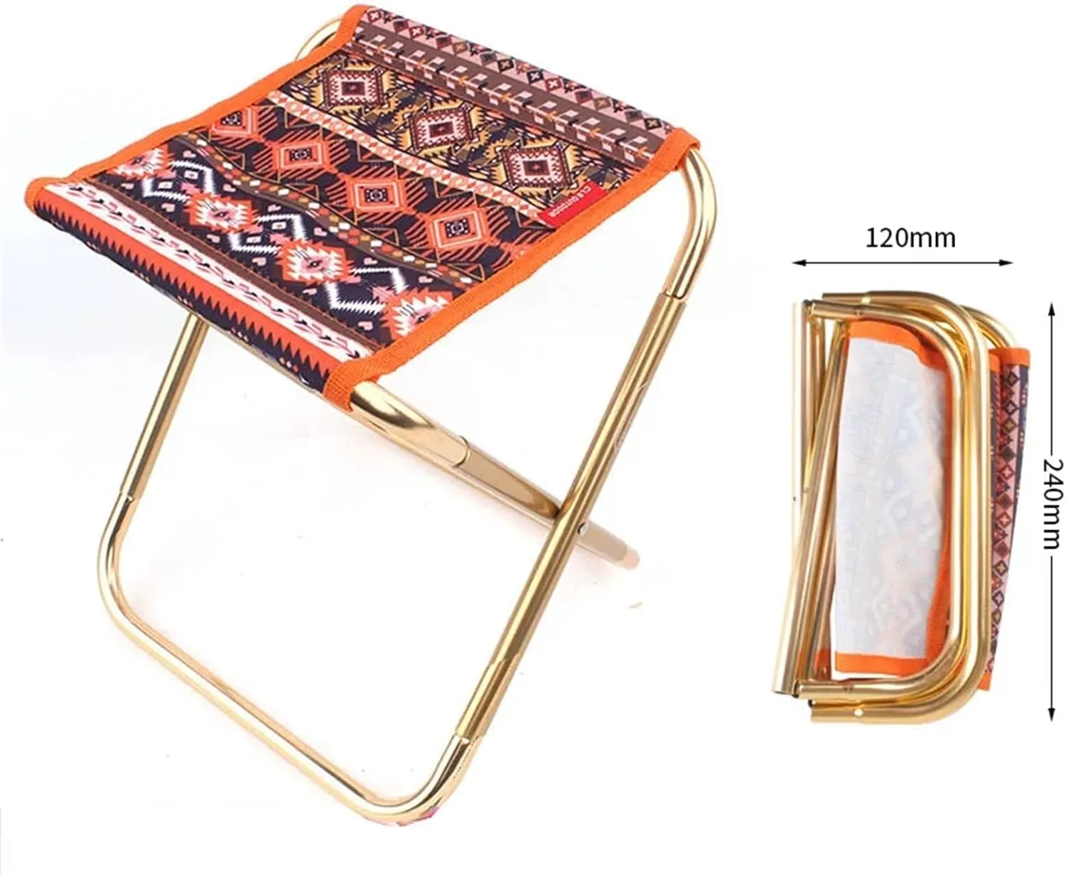 Outdoor Picnic Camping Folding Stool, MIni Beach Fishing Chair, Ultra Light Furniture, Aluminum Alloy Portable Travel Chair (Size : Burning Sun)