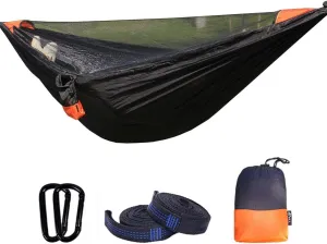 Outdoor Portable Hammock with Mosquito Net and Rain Fly Camping Backpacking Bug Quick Open Hammocks and Netting Parachute Hammock for Yard Beach Hiking Travel