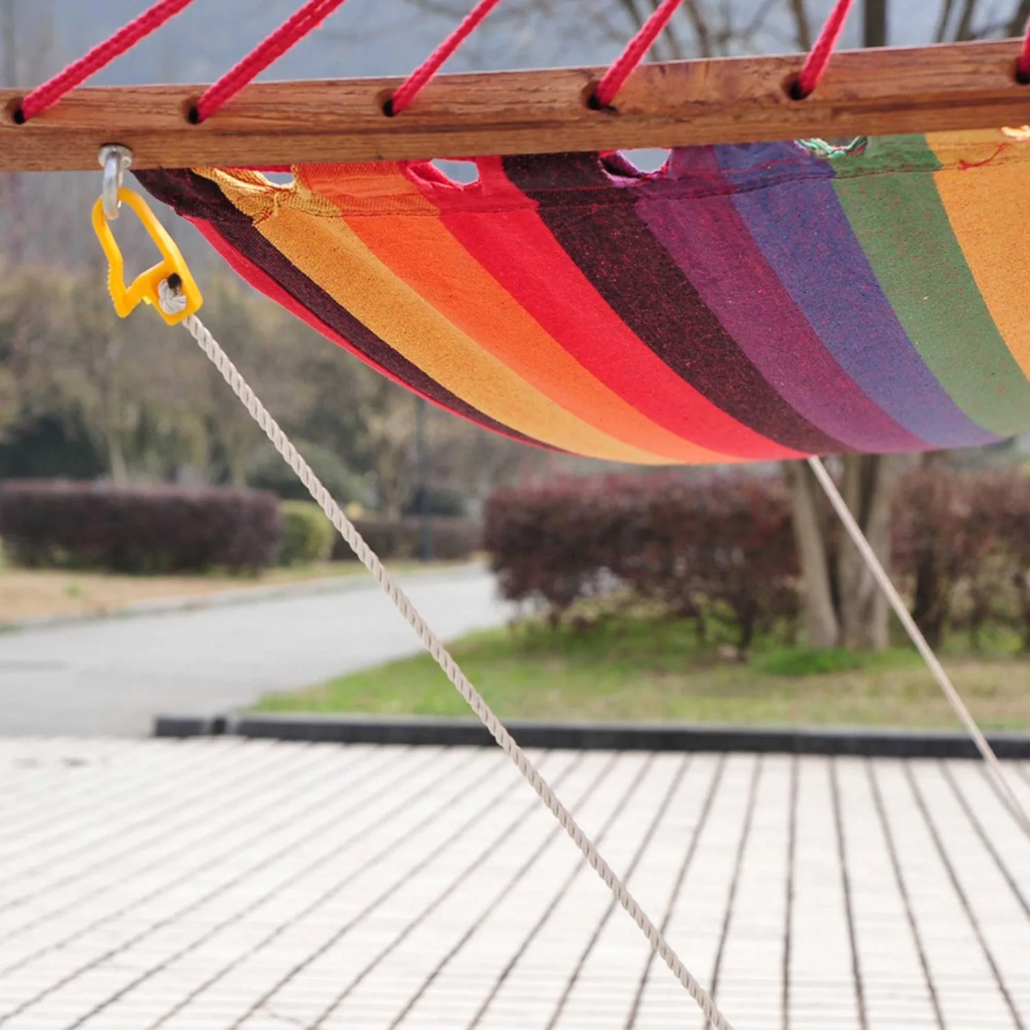 Outsunny 10' Outdoor Swing Hammock, Hammock With Wood Stand Rainbow Bed, Heavy Duty Roman Arc Hammoc|Hamac A Balancoire Outsunny Avec Lit De Jardin En Bois Dur