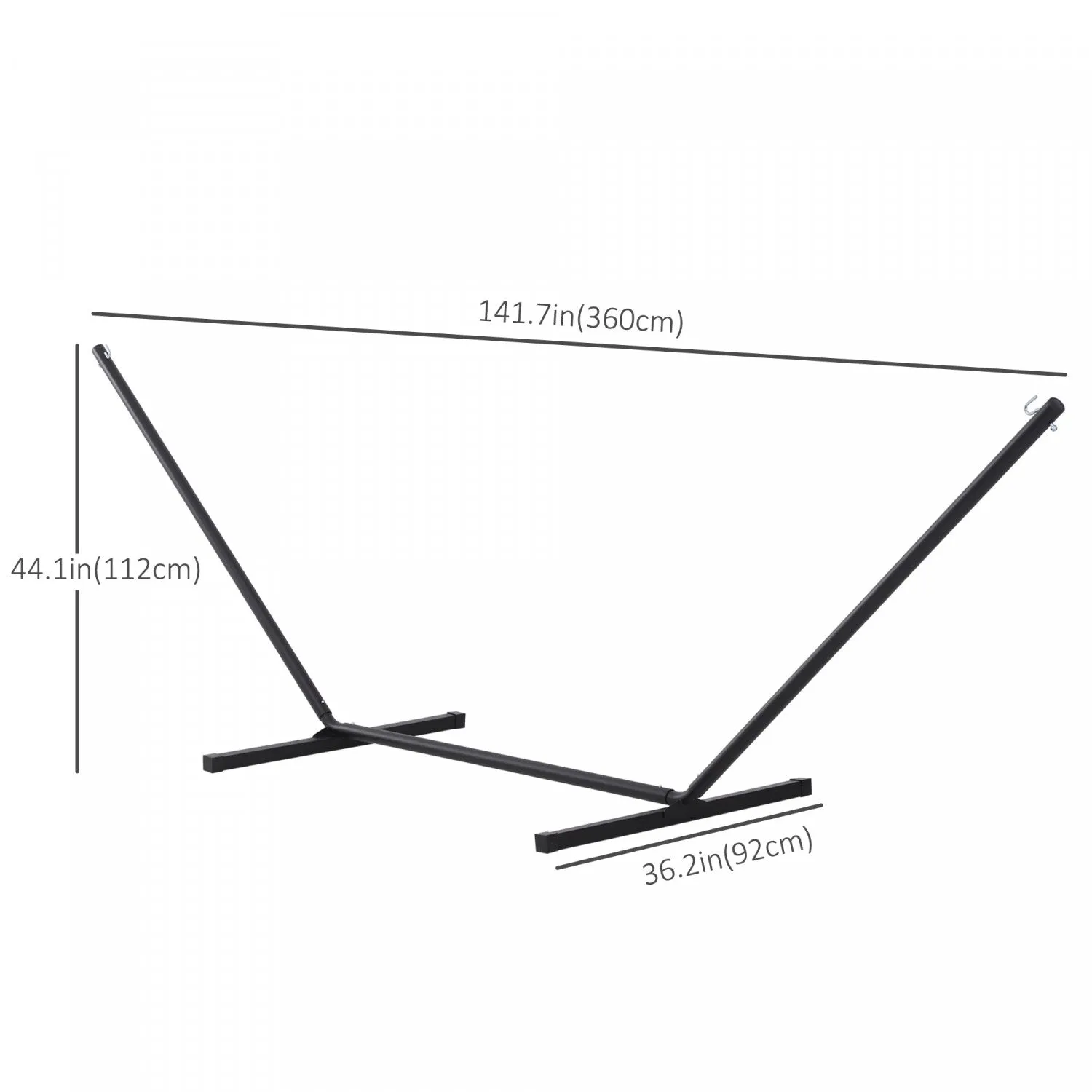 Outsunny 11.8'l Hammock Stand Extra Long Heavy Duty Straight Pole Day Bed Swing Metal Frame Simple S|Outsunny 11.8'l Support De Hamac A Tres Longue Duree De Vie Poteau Droit Balancoire De Lit Cadre En