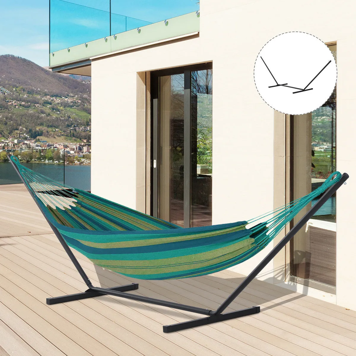 Outsunny 11.8'l Hammock Stand Extra Long Heavy Duty Straight Pole Day Bed Swing Metal Frame Simple S|Outsunny 11.8'l Support De Hamac A Tres Longue Duree De Vie Poteau Droit Balancoire De Lit Cadre En