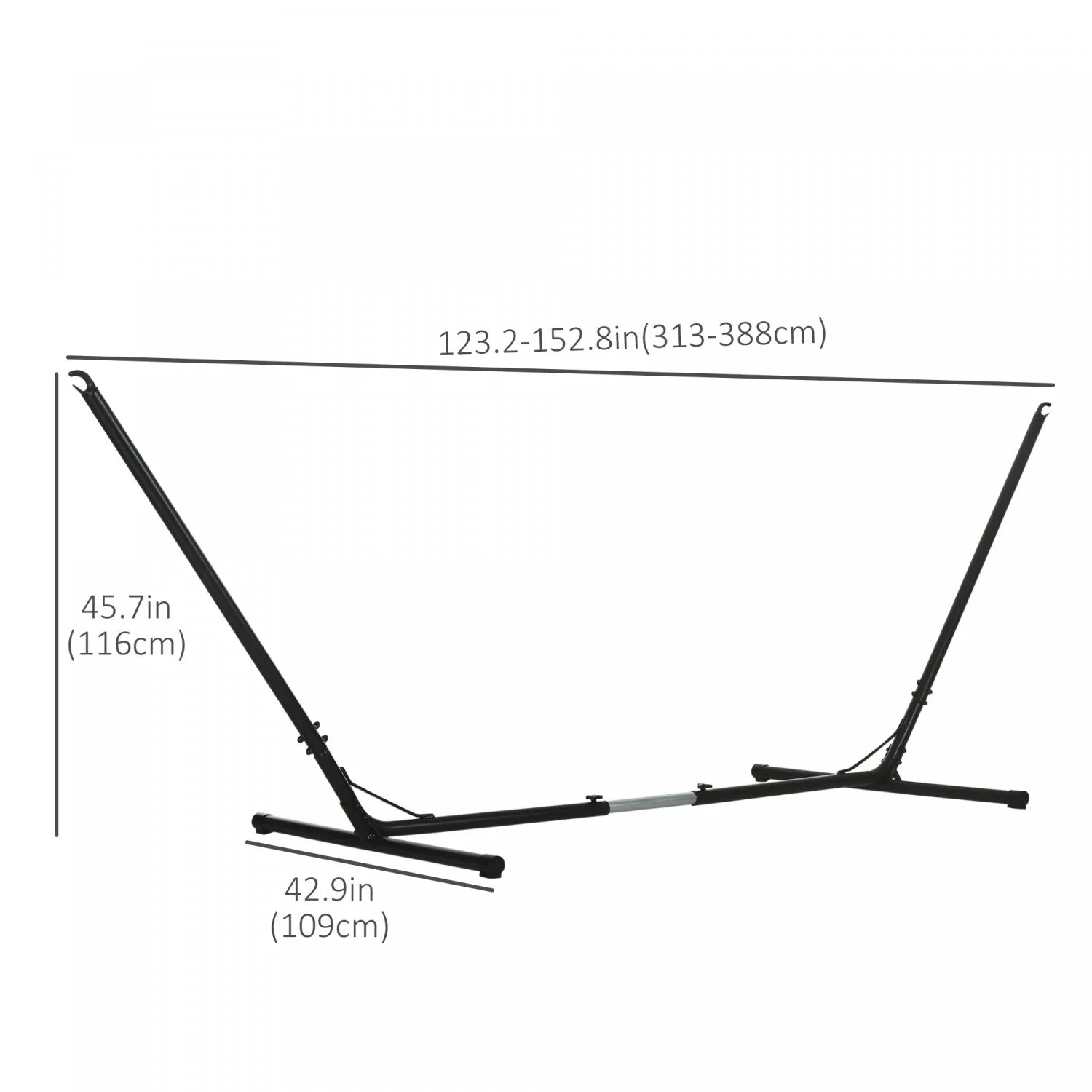 Outsunny 12ft Adjustable Hammock Stand Steel Frame Universal Fit Picnic Camp Day Bed Swing Metal Sta|Support De Hamac Reglable Outsunny De 12 Pieds Avec Cadre En Acier, Ajustement Universel, Pique-niqu