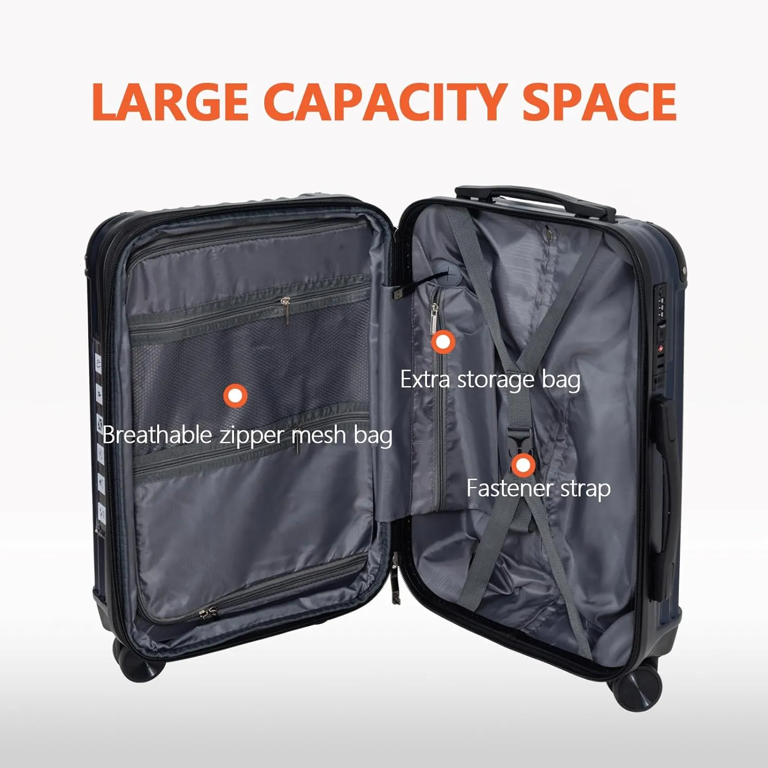 OUZZO Luggage,Carry-on Luggage With Wheels and Corner Protectors,Hardshell Suitcase,Expandable Medium Luggae,Luggage Locks TSA Approved,24-inch Suitcase With USB Port.