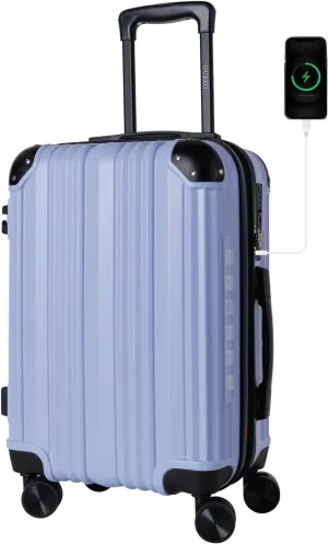 OUZZO Luggage,Carry-on Luggage With Wheels and Corner Protectors,Hardshell Suitcase,Expandable Medium Luggae,Luggage Locks TSA Approved,24-inch Suitcase With USB Port.
