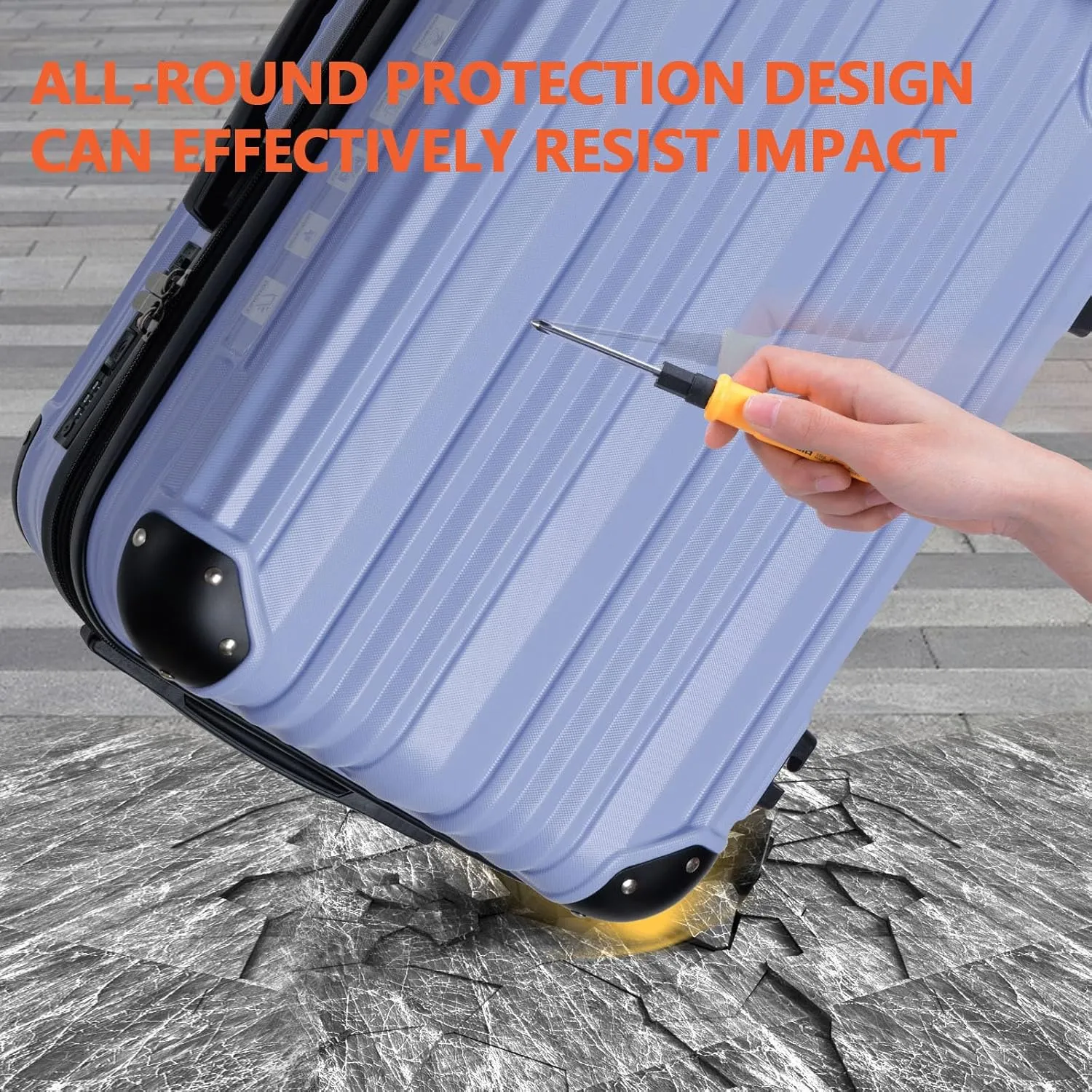 OUZZO Luggage,Carry-on Luggage With Wheels and Corner Protectors,Hardshell Suitcase,Expandable Medium Luggae,Luggage Locks TSA Approved,24-inch Suitcase With USB Port.