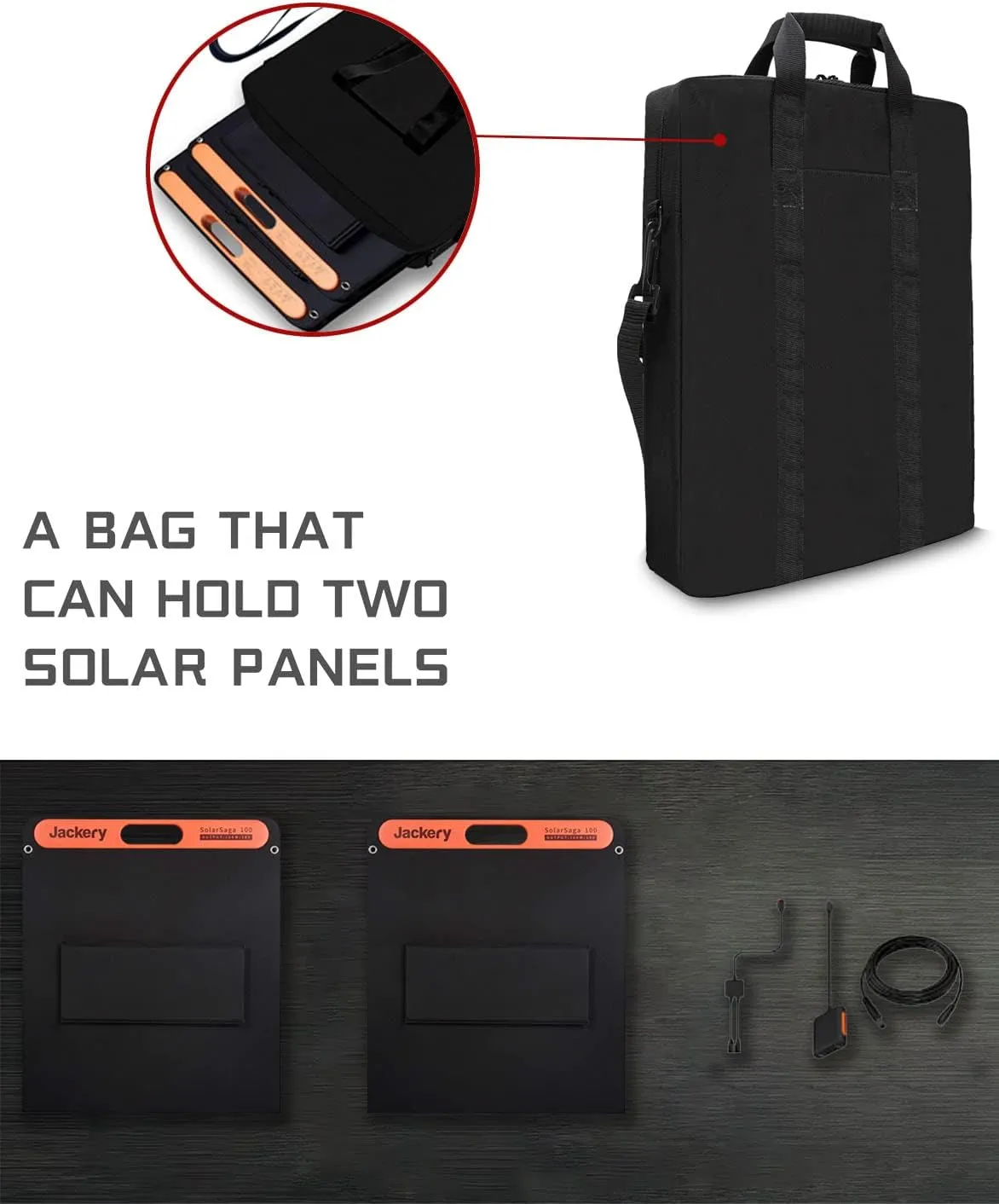 Padded Utility Solar Panel Bag,for Jackery 100 watt Solar Panel,Double Layer Design, Can Hold 2 Battery Panels.
