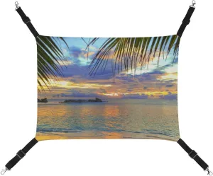 Palm Leaf Sea Beach Hanging Cat Bed Soft Breathable Pet Hammock for Cage Pet Sleeper for Kitten Ferret Puppy Rabbit