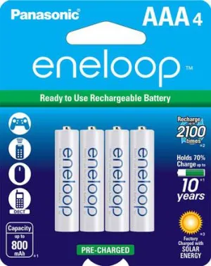 Panasonic 4-AAA Eneloop Rechargeable Batteries