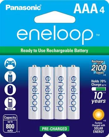 Panasonic 4-AAA Eneloop Rechargeable Batteries