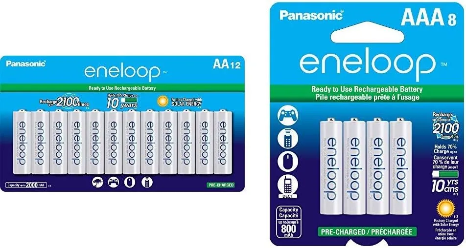 Panasonic eneloop AA and AAA 2100 Cycle Ni-MH Pre-Charged Rechargeable Batteries 20-Battery Pack