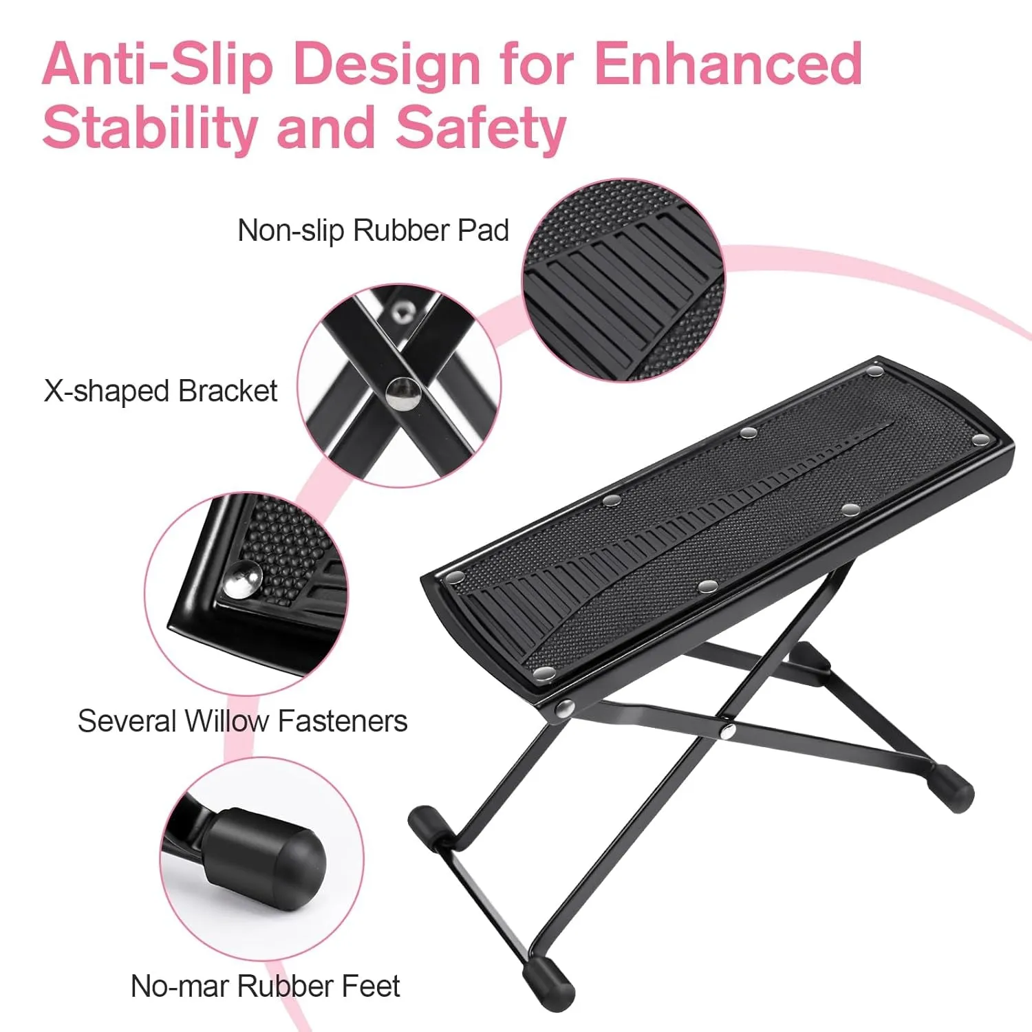 Pedicure Foot Rest, 6 Heights Adjustable Foot Stand for Pedicure, Foldable Non-Slip Pedicure Stand for Easy at Home Pedicures, No More Bending or Stretching Pedicure Stool Tool for Home Foot Spa