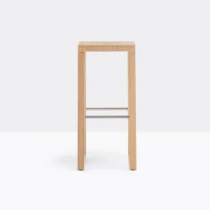 Pedrali Brera 387 wooden stool with seat H.65 cm.