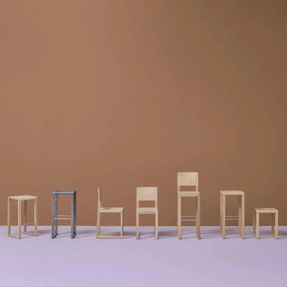 Pedrali Brera 387 wooden stool with seat H.65 cm.
