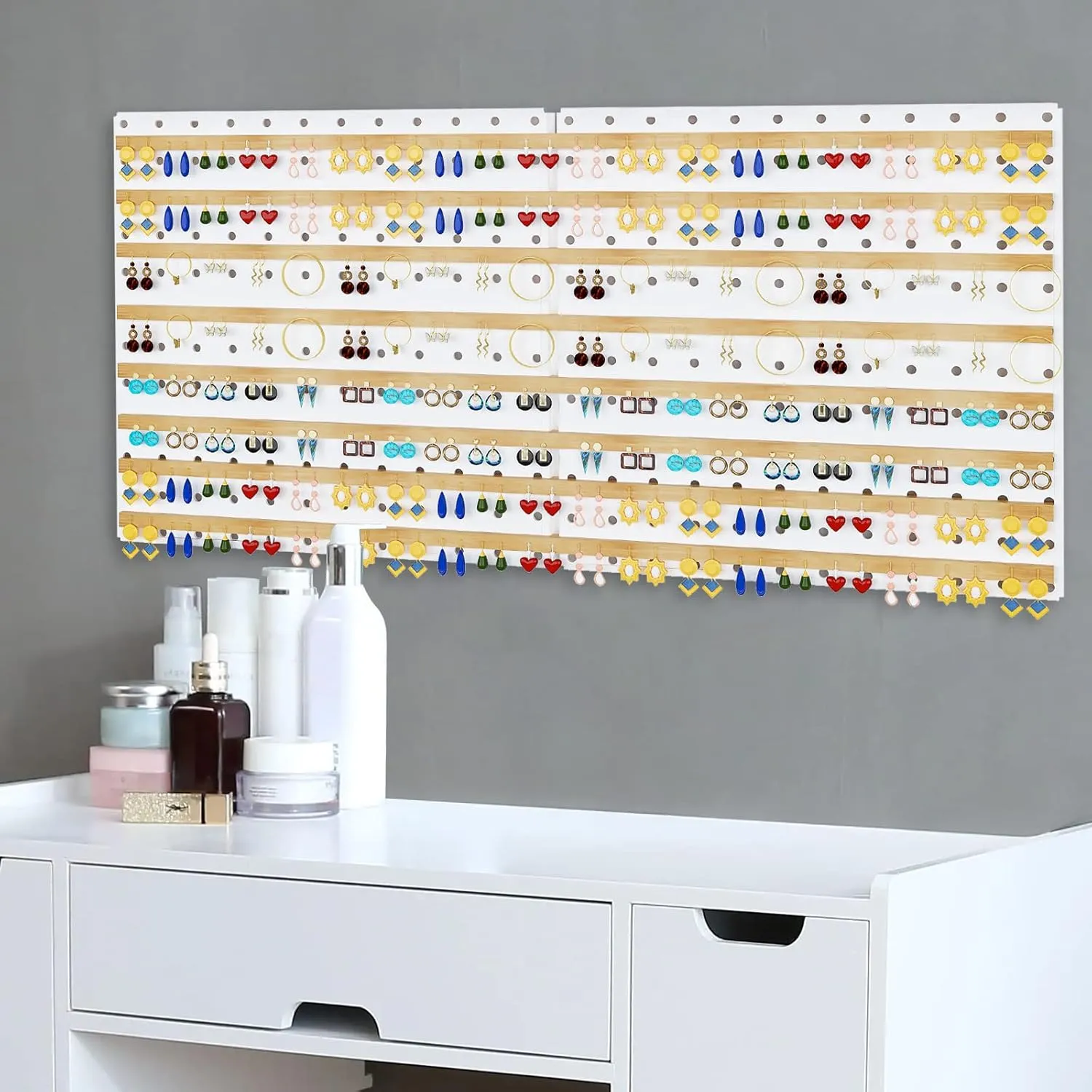 Peg Board, 6 Pack Metal Pegboard Panels White Pegboards Wall Organizer with Bent Frame Large Heavy Duty Peg Board for Walls Home, Garage Tool Storage, Workbench, Craft Room, Kitchen