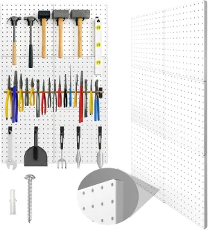 Peg Board, 6 Pack Metal Pegboard Panels White Pegboards Wall Organizer with Bent Frame Large Heavy Duty Peg Board for Walls Home, Garage Tool Storage, Workbench, Craft Room, Kitchen