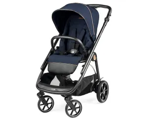 Peg Perego Veloce - Compact Full Featured Lightweight Stroller - Compatible with All Primo Viaggio 4-35 Infant Car Seats - Made in Italy - Blue Shine (Blue & Copper Accents)