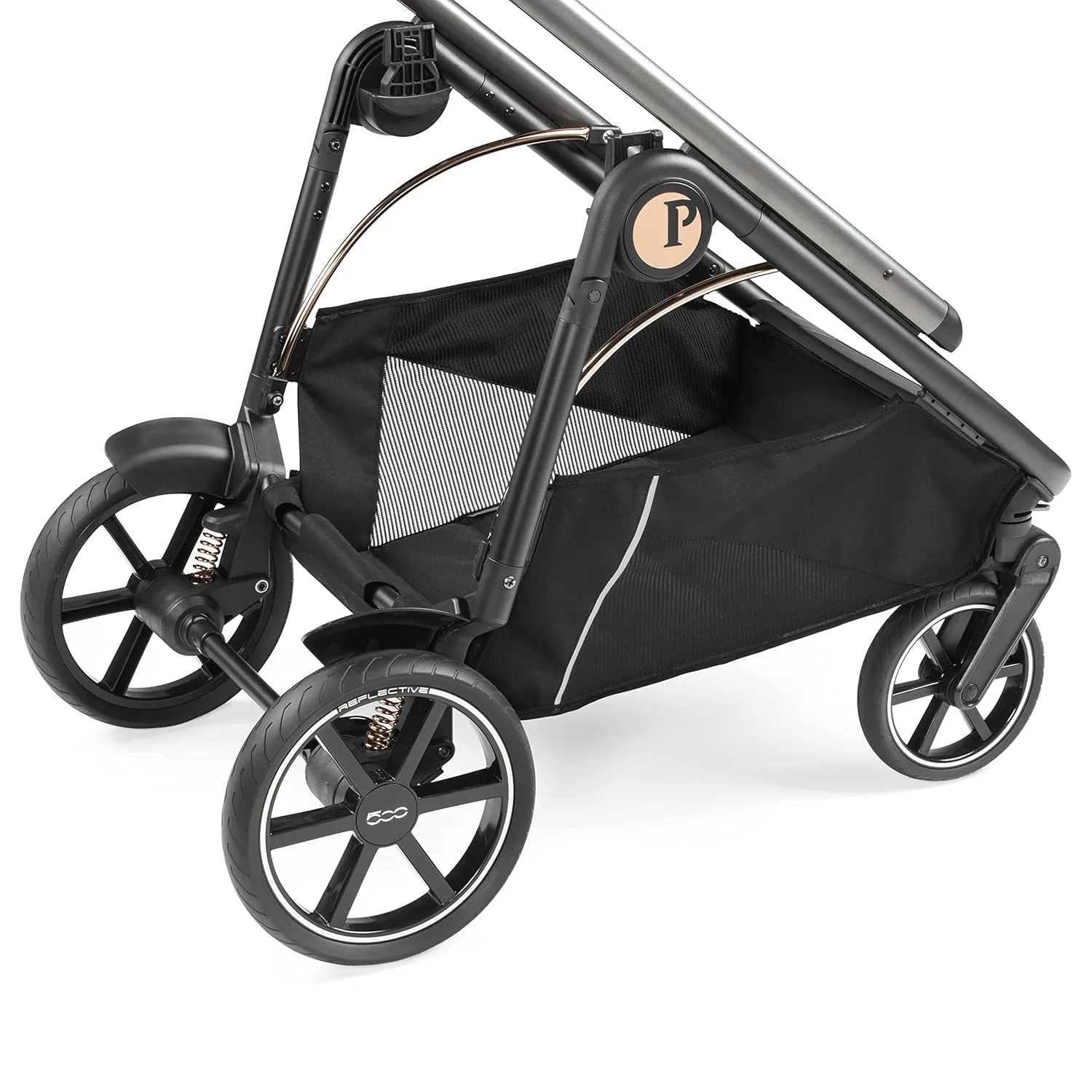 Peg Perego Veloce - Compact Full Featured Lightweight Stroller - Compatible with All Primo Viaggio 4-35 Infant Car Seats - Made in Italy - Fiat 500 (Grey & Copper Accents)