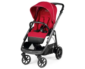 Peg Perego Veloce - Compact Full Featured Lightweight Stroller - Compatible with All Primo Viaggio 4-35 Infant Car Seats - Made in Italy - Red Shine (Red & Silver Accents)