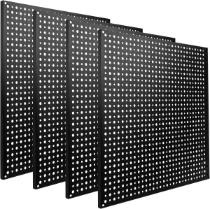 Pegboard Rack Garage Storage Steel Horizontal Peg Board Pack,Steel Pegboard Heavy Duty- 4 Pack 16-Inch X 16-Inch Metal Peg Board Tool Organization Panels(Black)