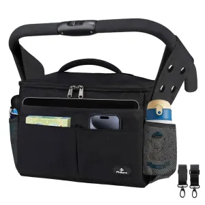 PHILORN Universal Stroller Organizer with Cup Holders - Stroller Caddy with Large Storage Capacity Fits for Stroller Like Uppababy, Baby Jogger, Britax, BOB, Umbrella, Evenflo, Doona,and Pet Stroller