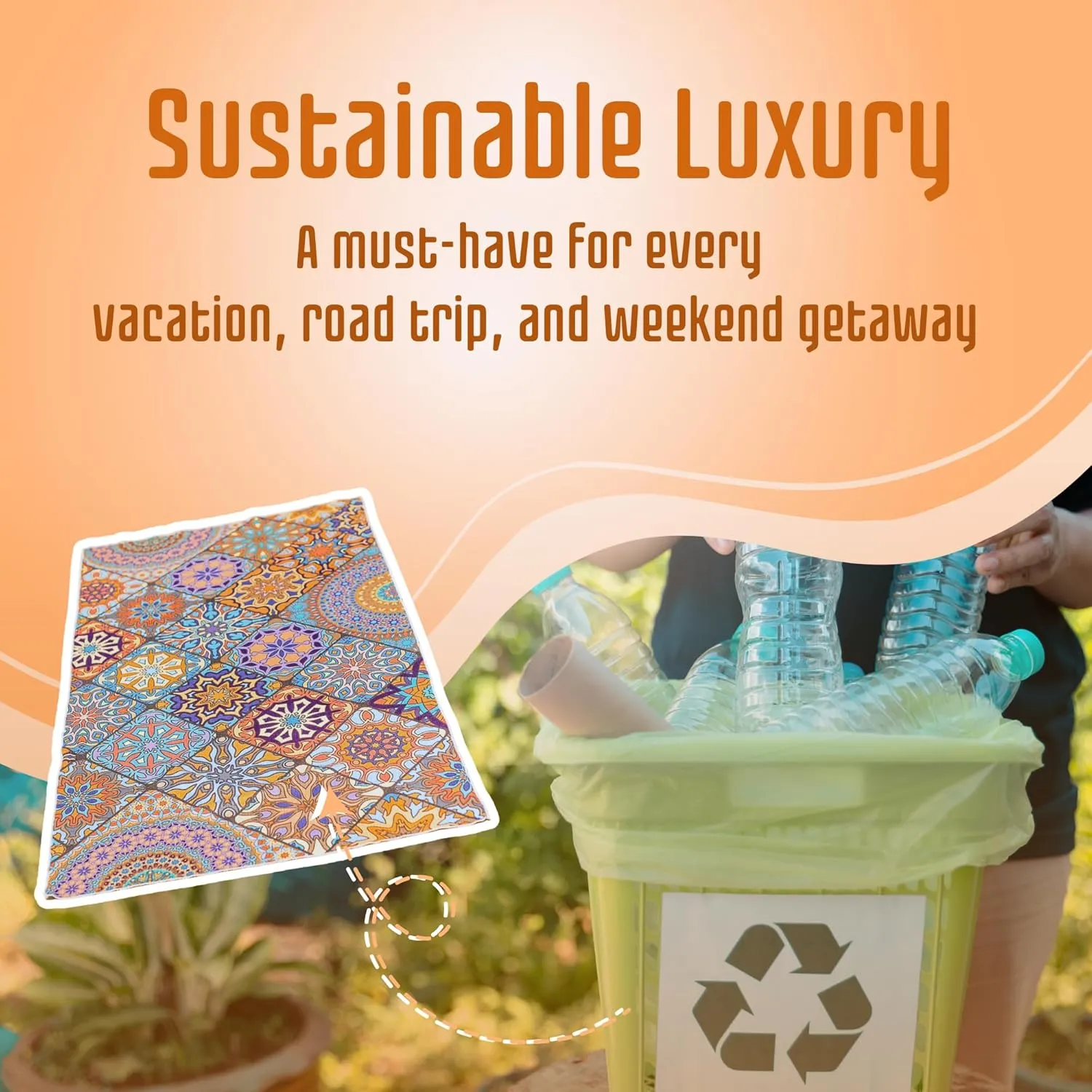 Picnic Blanket - Extra Large, Waterproof, Machine Washable, Easy Storage. Perfect for Camping, Picnics & Outdoor, Children by The Beach or Playing with Dog, 78inch x 78inch (Holiday Dreams)