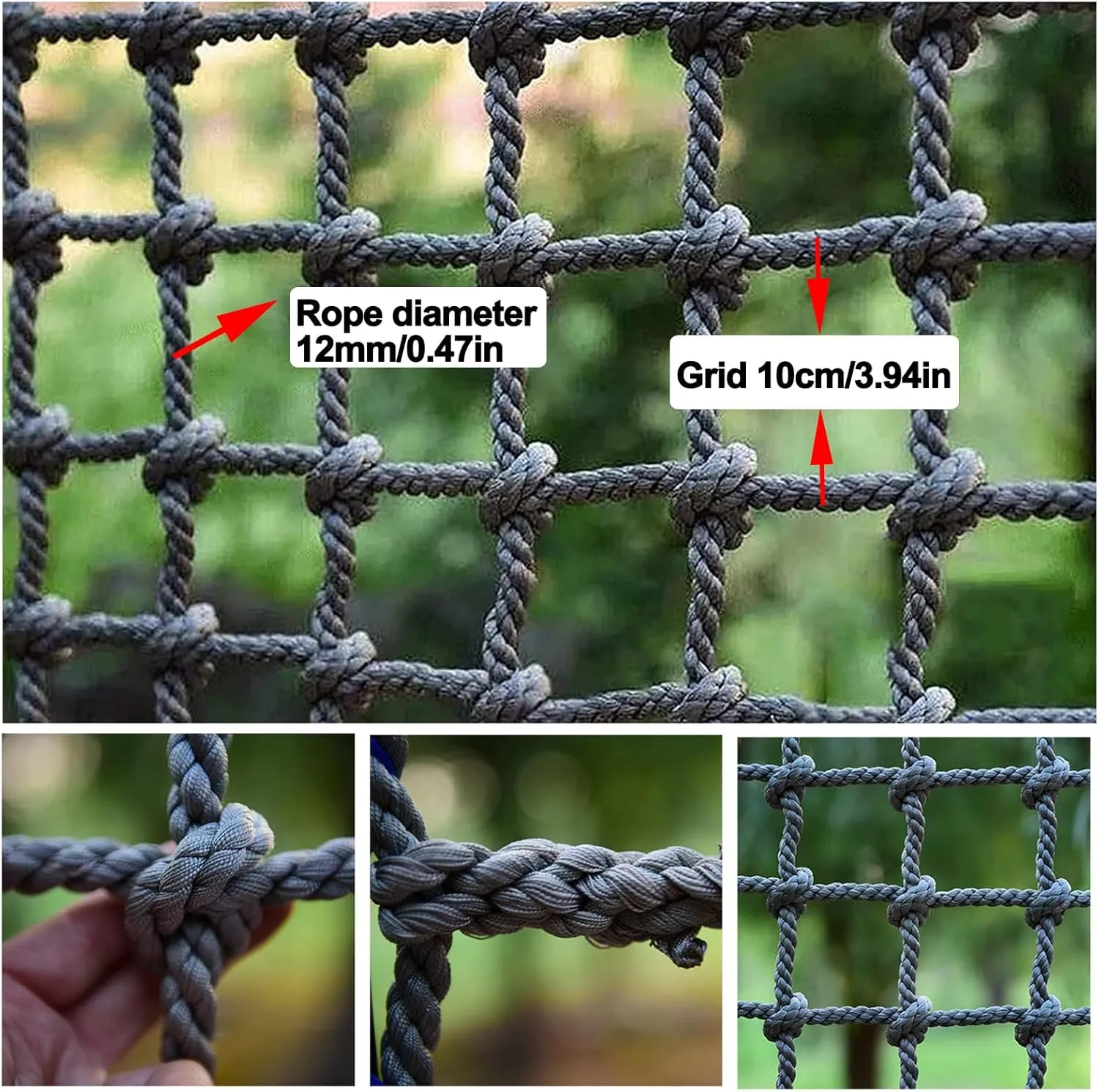 Polyamide Outdoor Climbing Cargo Rope Ladder Net Heavy Duty Climbing Net for Adults and Kids Playground Safety Net Tree House Hammock,6.6x26.2ft