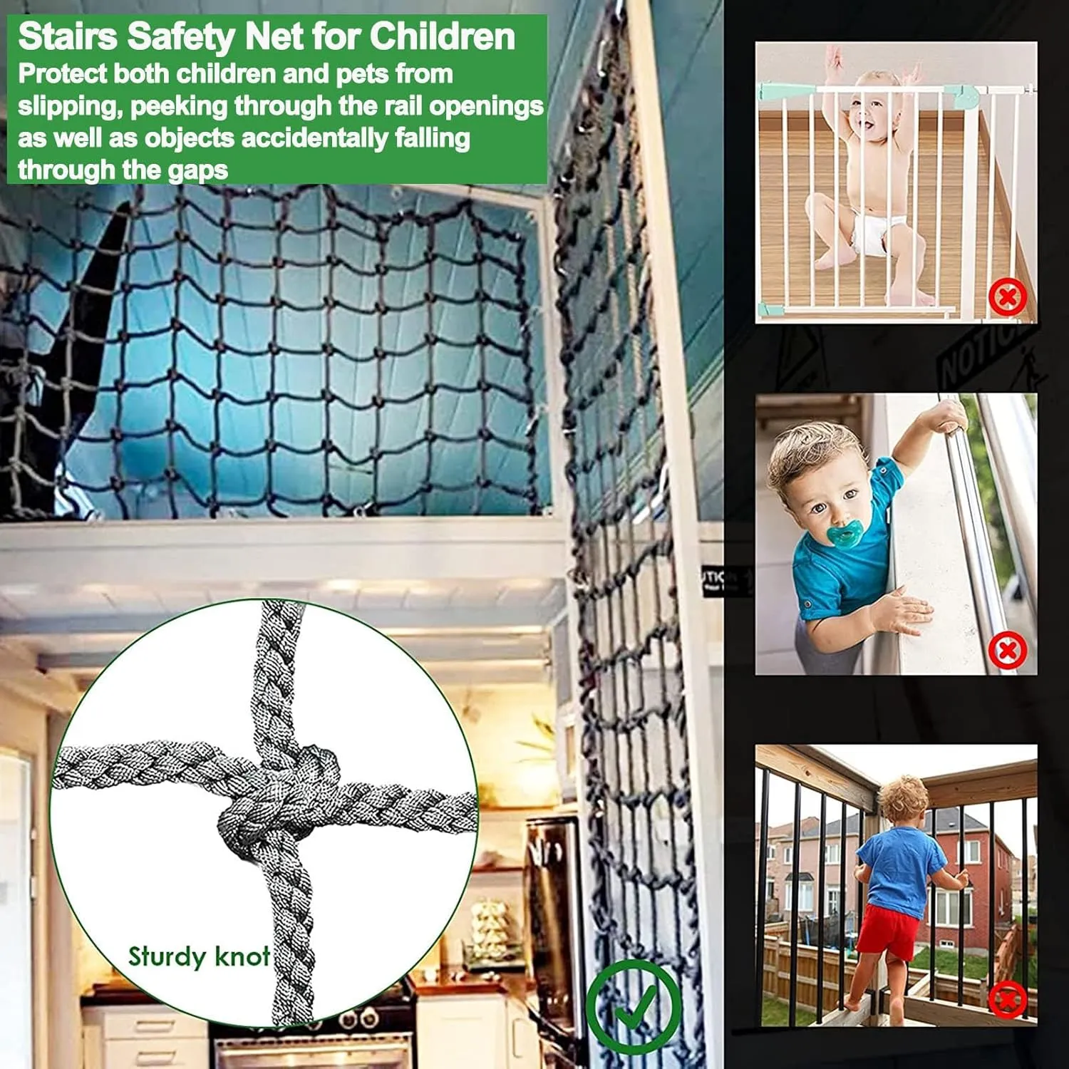 Polyamide Outdoor Climbing Cargo Rope Ladder Net Heavy Duty Climbing Net for Adults and Kids Playground Safety Net Tree House Hammock,6.6x26.2ft