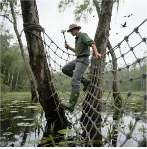Polyamide Outdoor Climbing Cargo Rope Ladder Net Heavy Duty Climbing Net for Adults and Kids Playground Safety Net Tree House Hammock,6.6x26.2ft