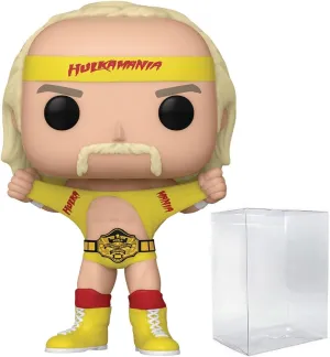 POP WWE: Hulk Hogan Hulkamania with Belt Funko Vinyl Figure (Bundled with Compatible Box Protector Case), Multicolor, 3.75 inches