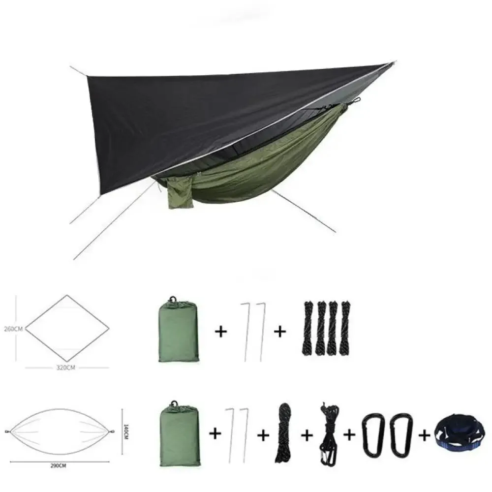 Portable Camping Hammock and Tent Outdoor Waterproof Canopy Awnings and 210t Nylon Hammock with Mosquito Net Travel Equipment