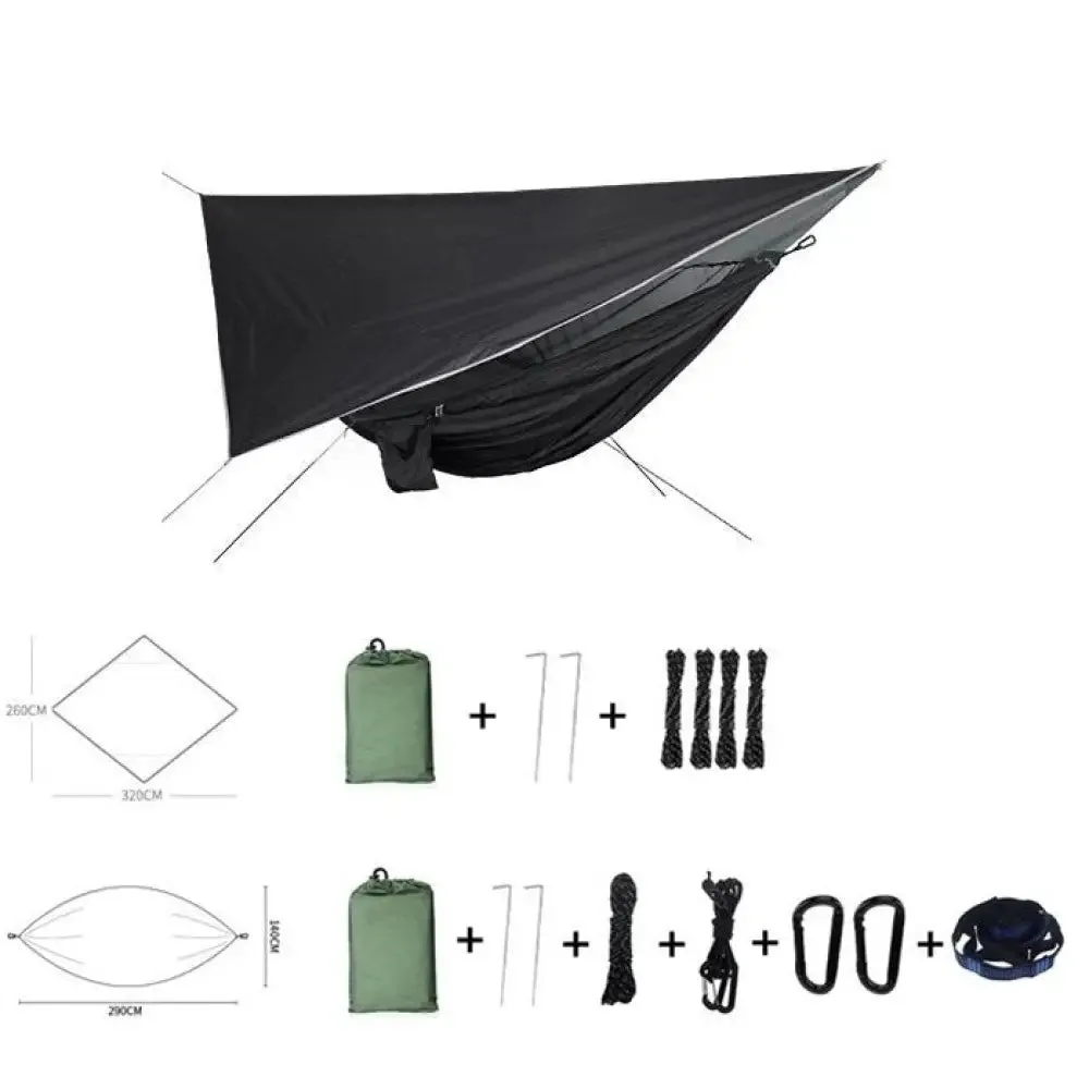 Portable Camping Hammock and Tent Outdoor Waterproof Canopy Awnings and 210t Nylon Hammock with Mosquito Net Travel Equipment