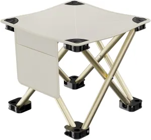 Portable Camping Stool 120s Can Hold 180kg, Comfortable Widening Heightening Folding Chair Stool for Gardening Picnic Beach BBQ Outdoor (Color : Large with Side Pockets, Size : 33cm)